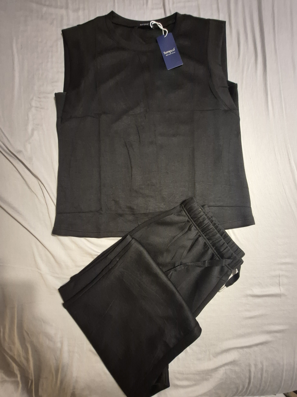 Sampeel Black Sleeveless Top and Pants Set